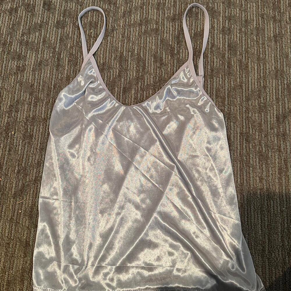 Silver metallic cami tank with